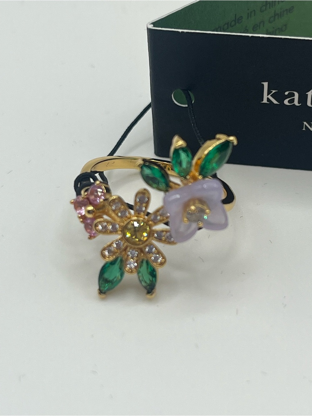 Kate Spade Bursting Blooms Floral Crystal Statement Ring NWT Size 8 - Picture 7 of 8